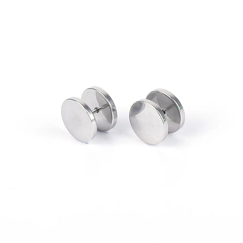 1PC Fashion Black Silver Color Stainless Steel Earrings Women Men's Barbell Dumbbell Punk Gothic Stud Earring For men