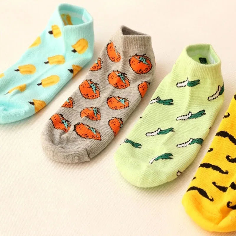 New Cute 11  fruit color love candy color cotton sock summer style women's socks women's thin sock slippers ws85 1pair=2pcs