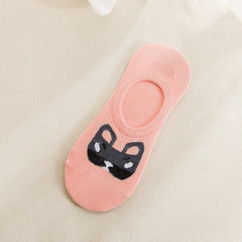 Spring Summer Cotton comfortable Cartoon Animal dog Invisible ankle boat Socks Puppy Woman girl boy hosier 1pair=2pcs ws103