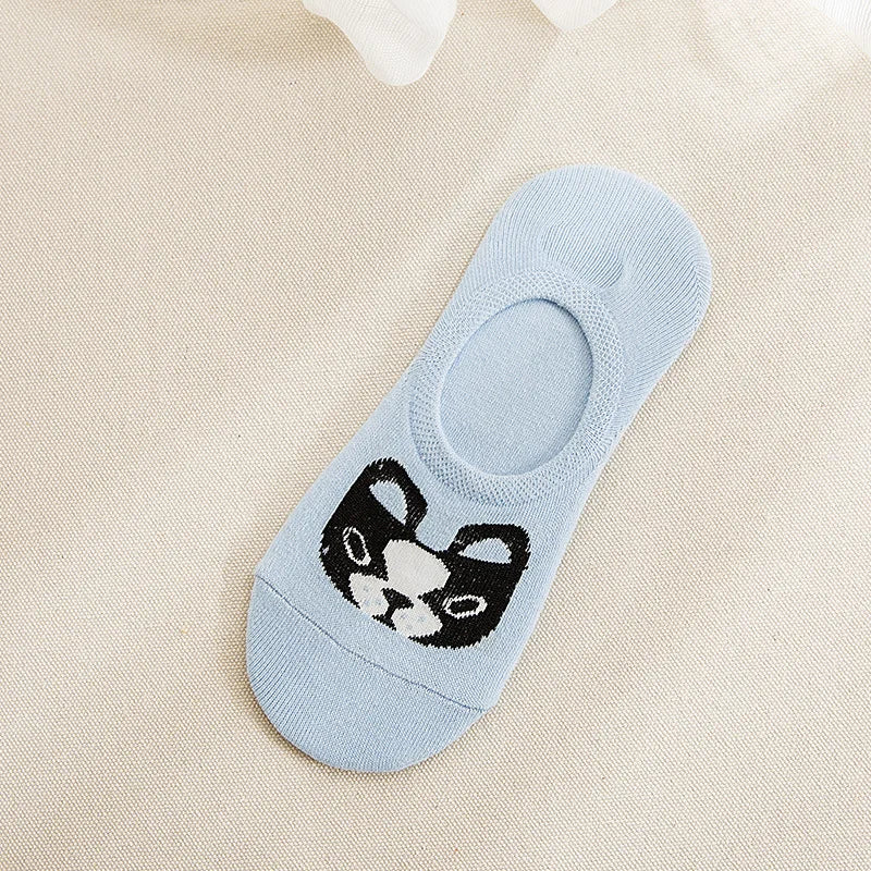 Spring Summer Cotton comfortable Cartoon Animal dog Invisible ankle boat Socks Puppy Woman girl boy hosier 1pair=2pcs ws103