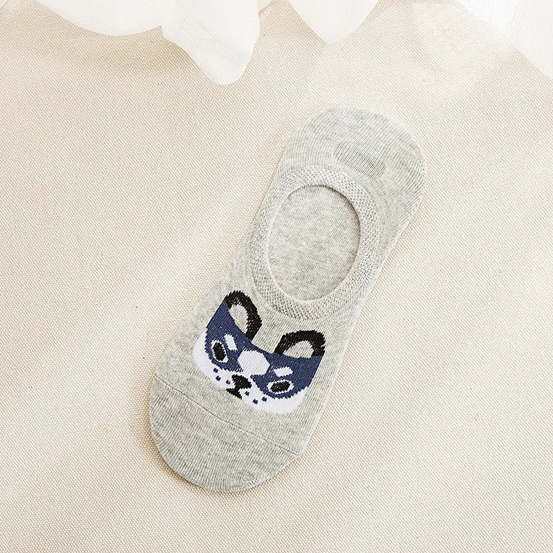 Spring Summer Cotton comfortable Cartoon Animal dog Invisible ankle boat Socks Puppy Woman girl boy hosier 1pair=2pcs ws103