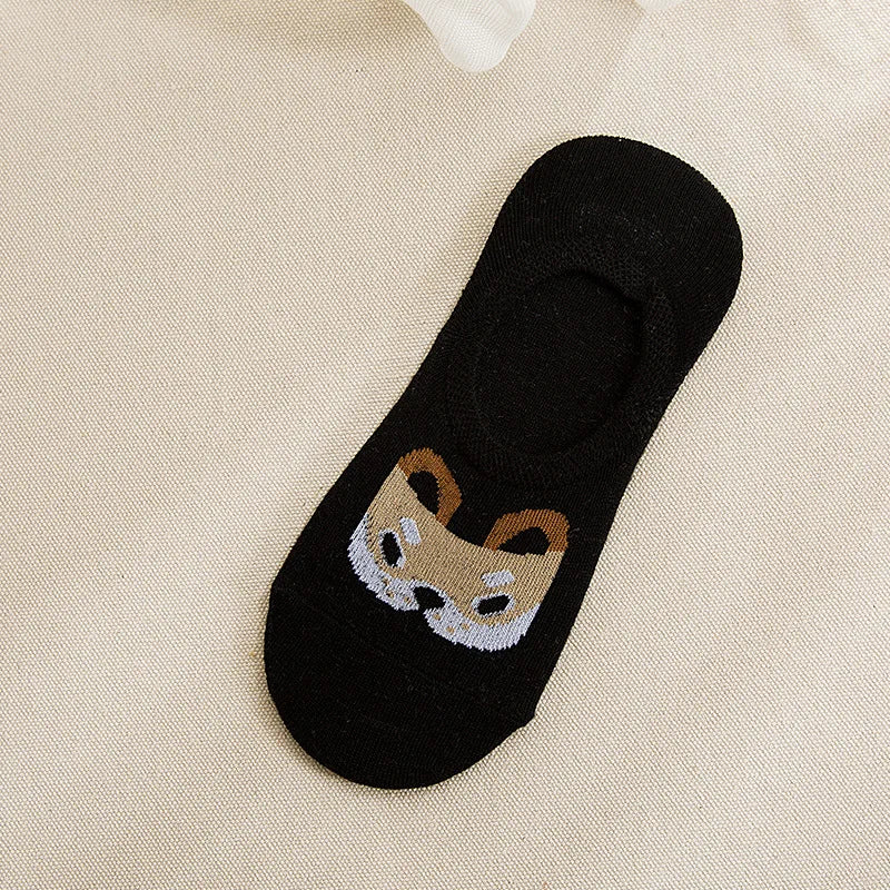 Spring Summer Cotton comfortable Cartoon Animal dog Invisible ankle boat Socks Puppy Woman girl boy hosier 1pair=2pcs ws103