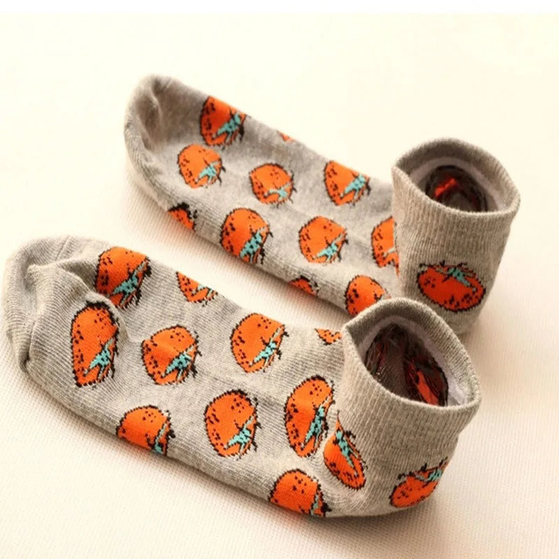 New Cute 11  fruit color love candy color cotton sock summer style women's socks women's thin sock slippers ws85 1pair=2pcs