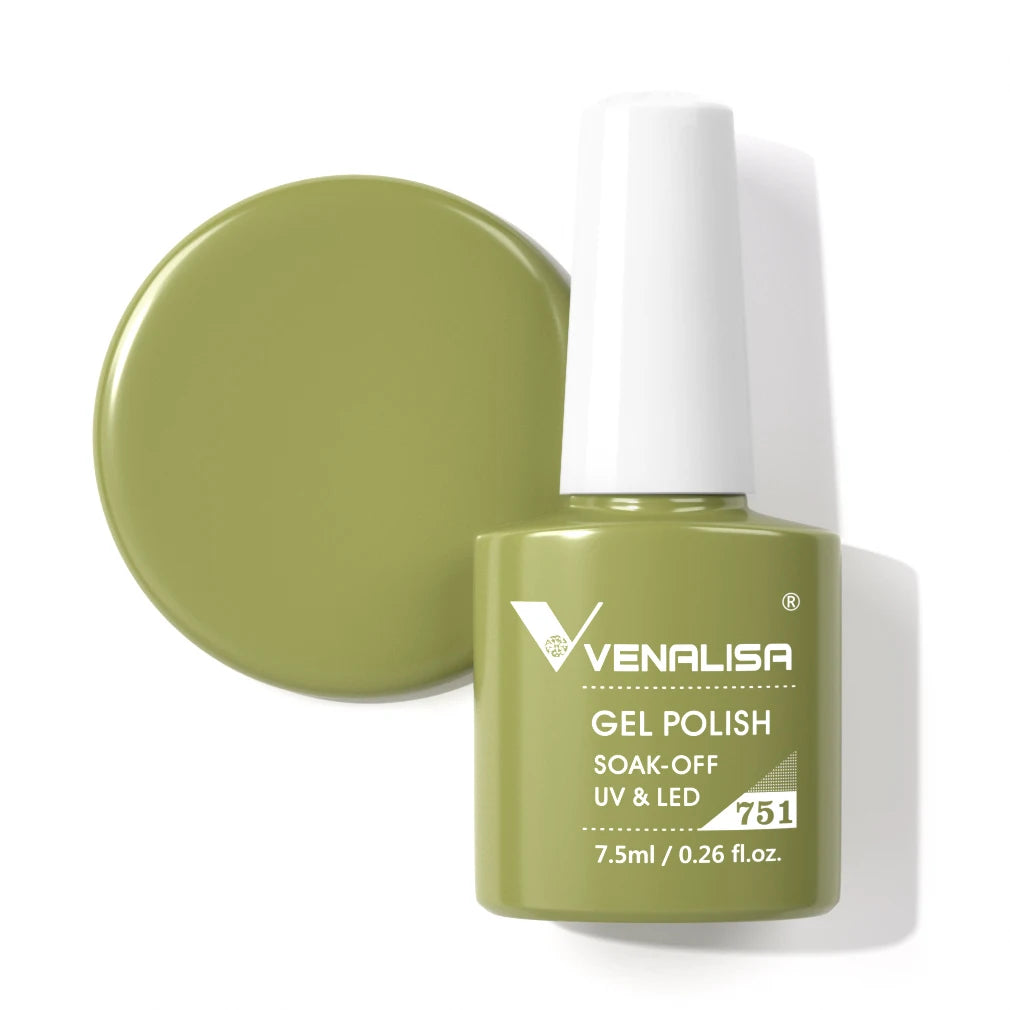 Venalisa Gel Nail Polish 7.5ml White Cap Glass Nail Gel Polish NoWipe Top Soak Off UV LED Nail Lacquer Glitter Color Gel