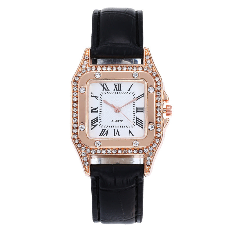 Square Women Watches Waterproof Luxury Rhinestone Quartz Wristwatch PU Leather Ladies Watch Female Ladies Watch Gift Wrist Watch