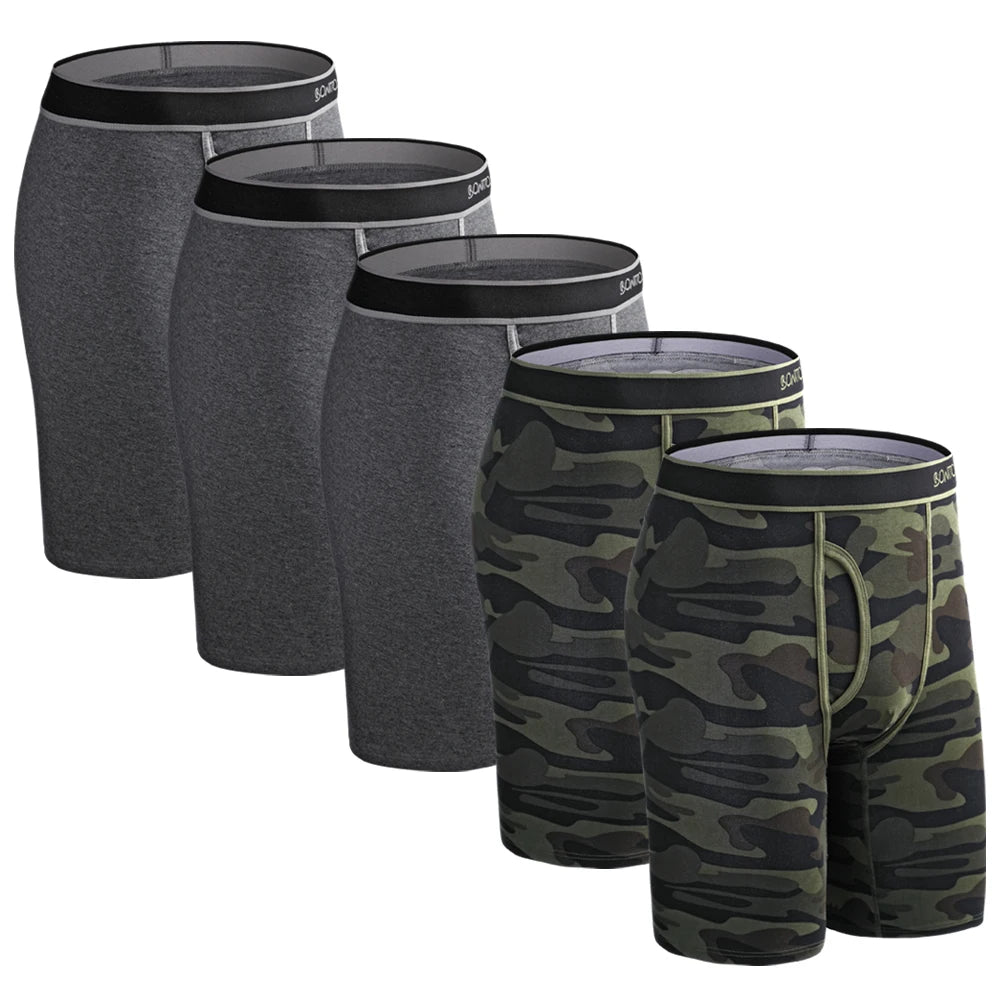 5pcs Long Boxer Mens Boxer Shorts Men Underwear Cotton Brand for Mens Underware Boxers Sexy Boxershorts Underpants Under Wear