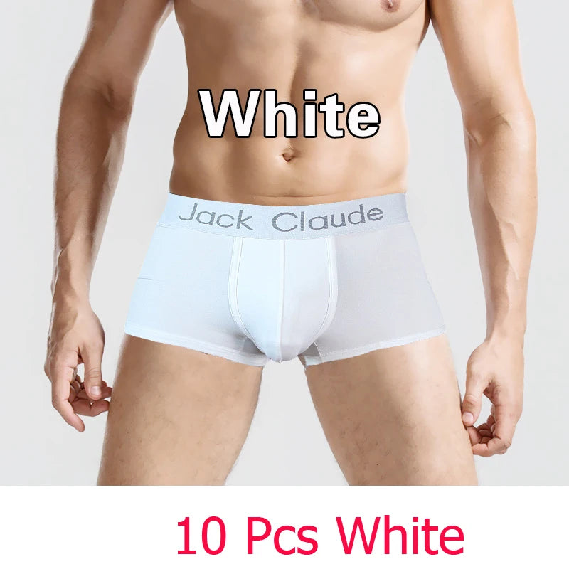10 PCS Jack Claude Mens Underwear Boxers Brand Men Boxer Shorts Modal Sexy Cueca Boxer Men 10 pcs Underwear Male Underpants