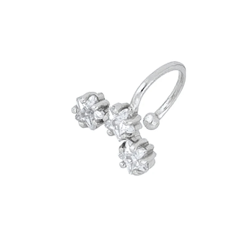 1PC  24k Gold Plated Stars flowers Clip Earring for Women Simple Crystal Ear Cuff Earrings Couples Appointment jewelry Gift