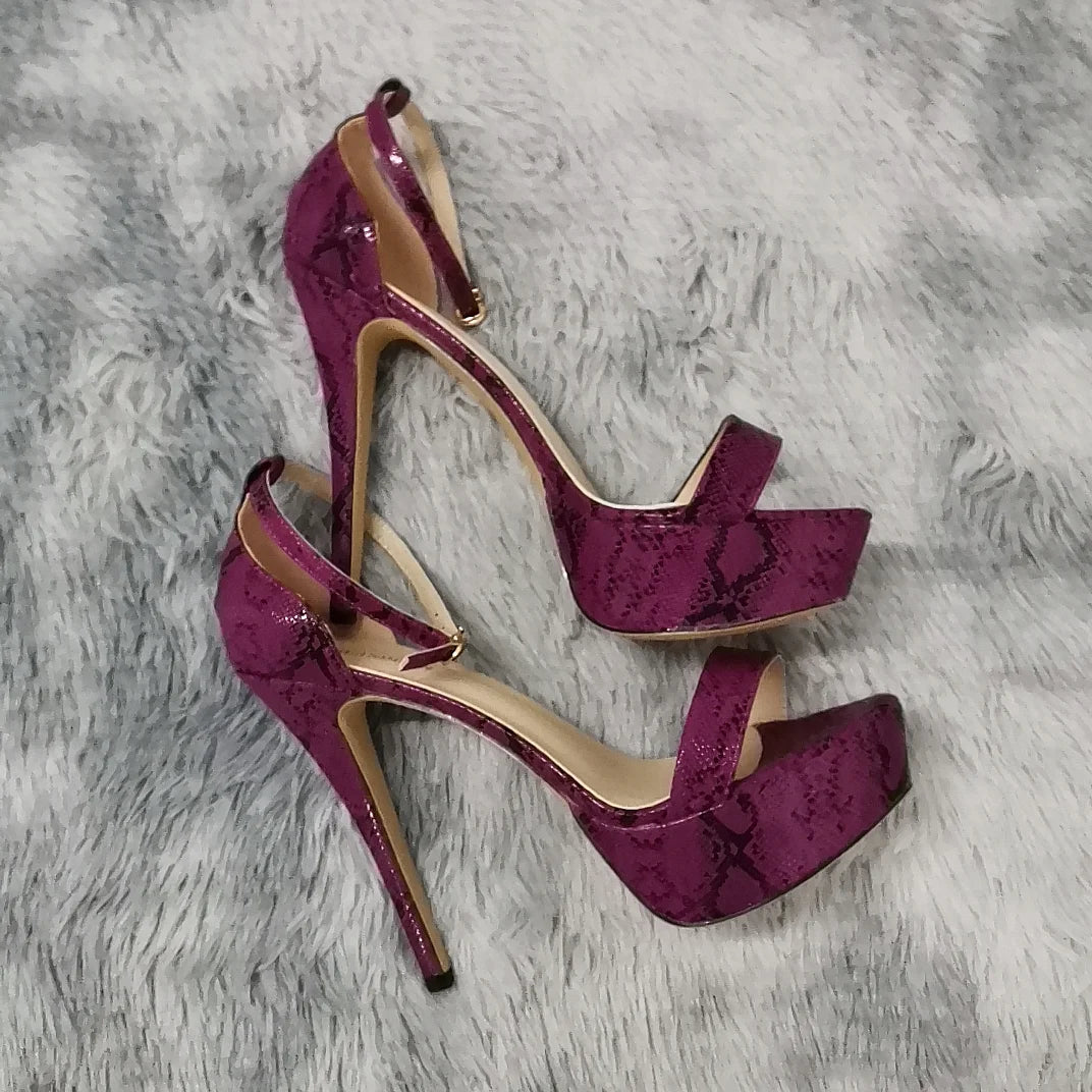 Women Sandals Sexy Serpentine Open Toes Buckle Strap Sandal 14cm Supper High Heels Nighclub Platform Party Dress Wedding Shoes