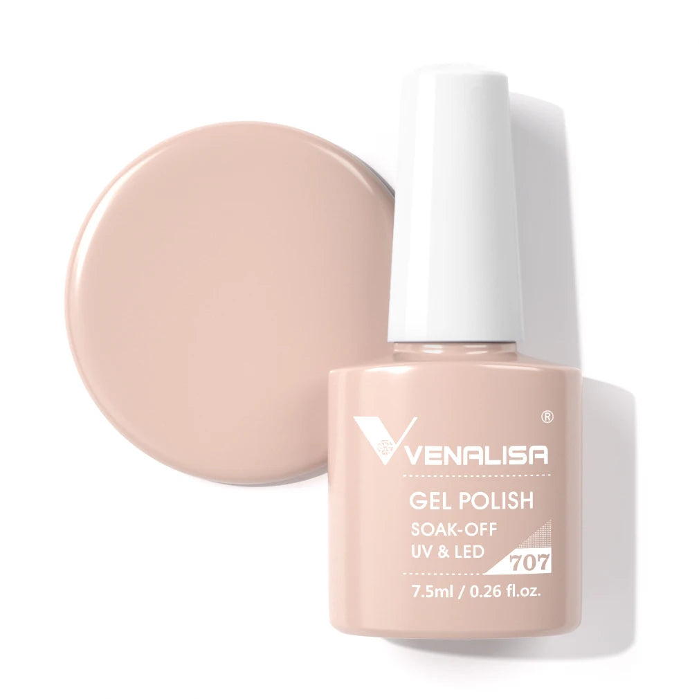 Venalisa Gel Nail Polish 7.5ml White Cap Glass Nail Gel Polish NoWipe Top Soak Off UV LED Nail Lacquer Glitter Color Gel