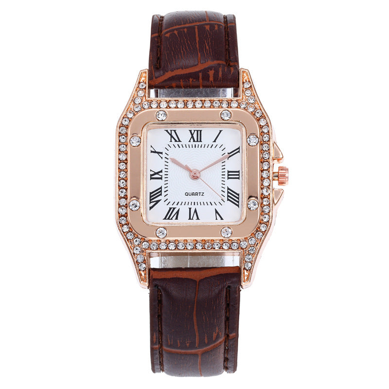 Square Women Watches Waterproof Luxury Rhinestone Quartz Wristwatch PU Leather Ladies Watch Female Ladies Watch Gift Wrist Watch