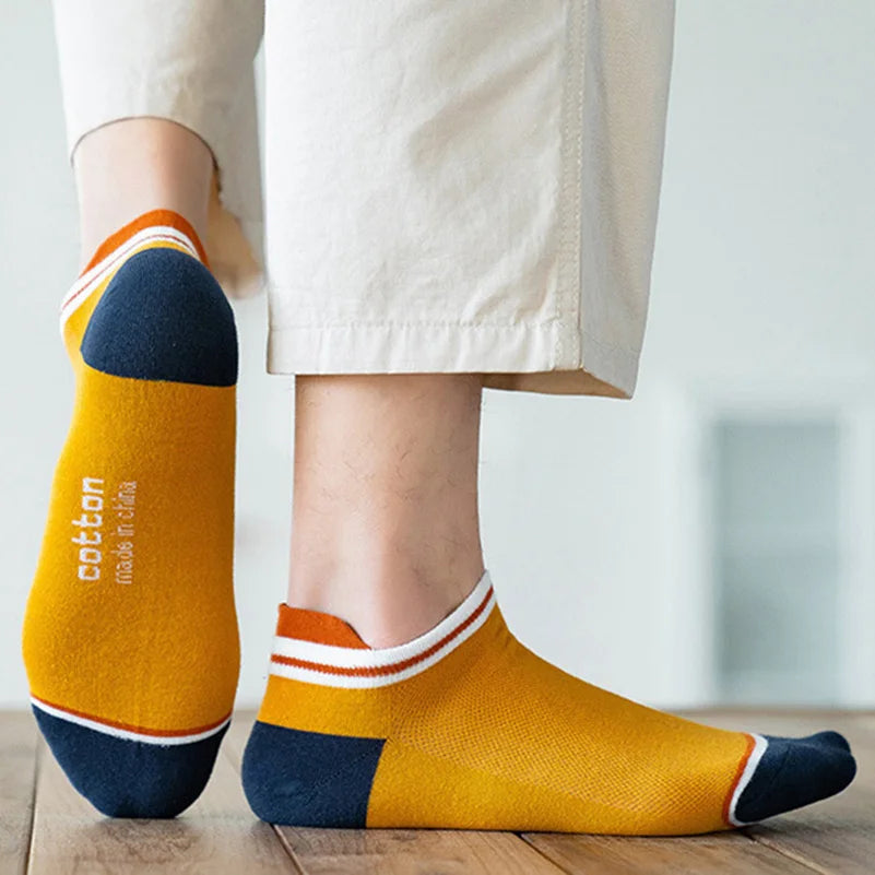2 Pairs Mens Cotton Short Socks New Style Striped Sports Men Sock Soft Breathable Durable Spring Summer Male Ankle Socks for Boy