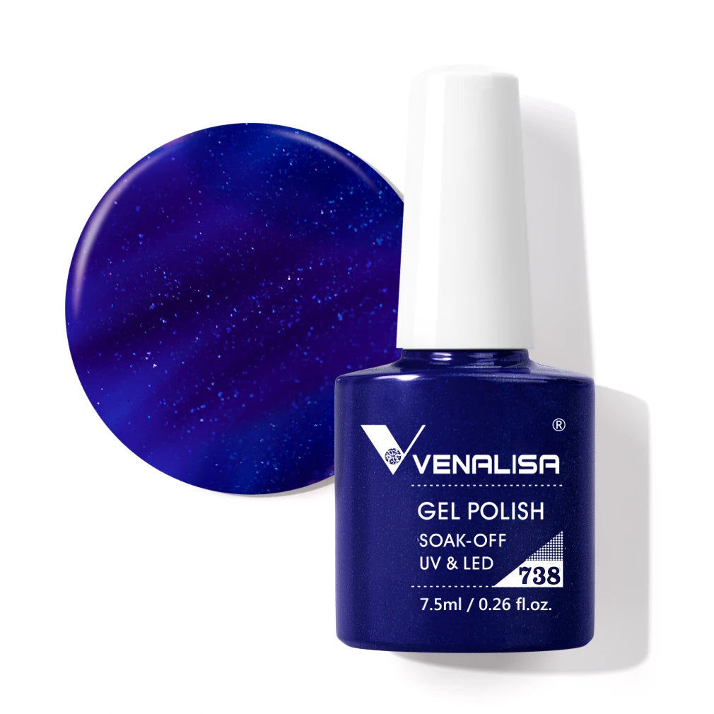 Venalisa Gel Nail Polish 7.5ml White Cap Glass Nail Gel Polish NoWipe Top Soak Off UV LED Nail Lacquer Glitter Color Gel