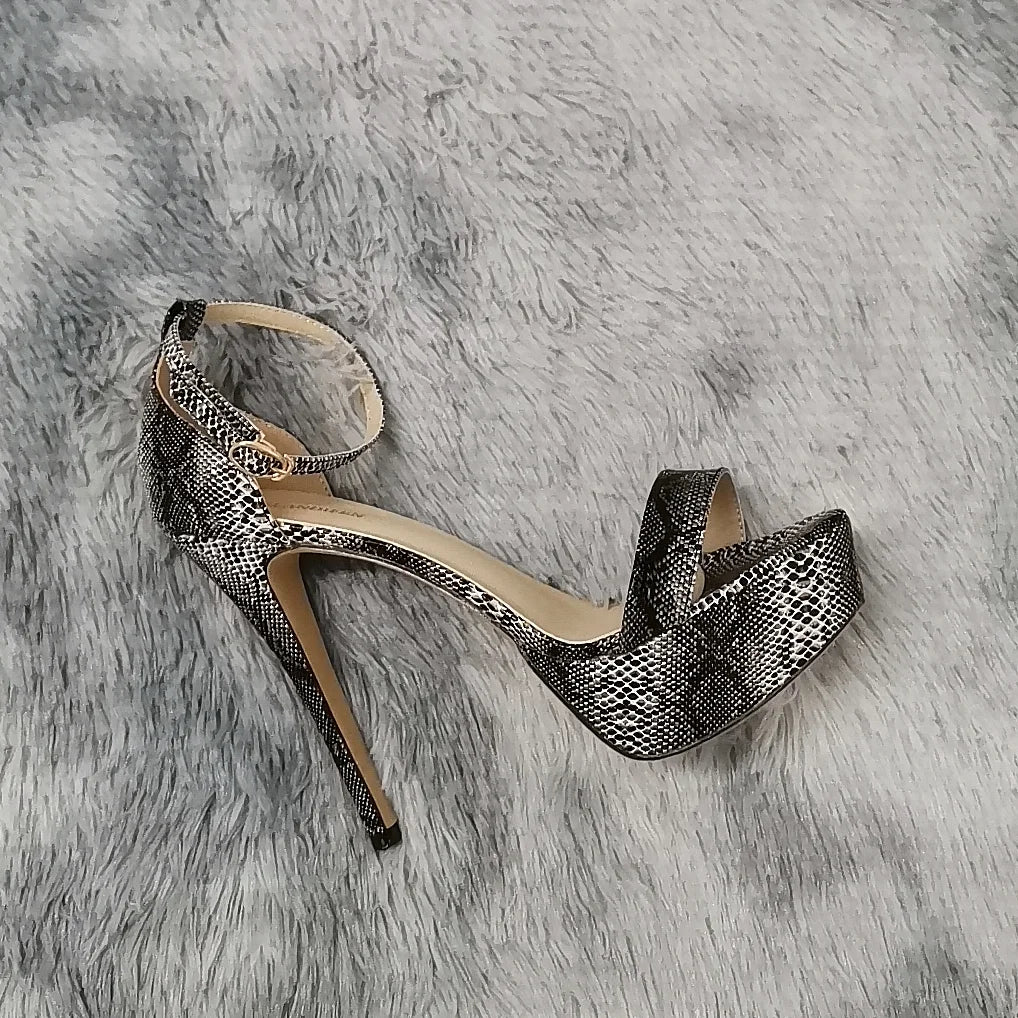 Women Sandals Sexy Serpentine Open Toes Buckle Strap Sandal 14cm Supper High Heels Nighclub Platform Party Dress Wedding Shoes