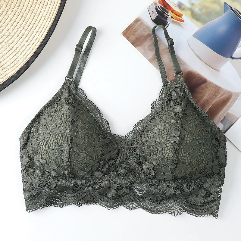 Floral Lace Bras for Women Beauty Back Underwear Female Wire Free Lace Bralette Push Up Bra Brassiere Sexy Lingerie