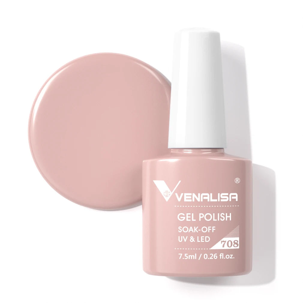 Venalisa Gel Nail Polish 7.5ml White Cap Glass Nail Gel Polish NoWipe Top Soak Off UV LED Nail Lacquer Glitter Color Gel