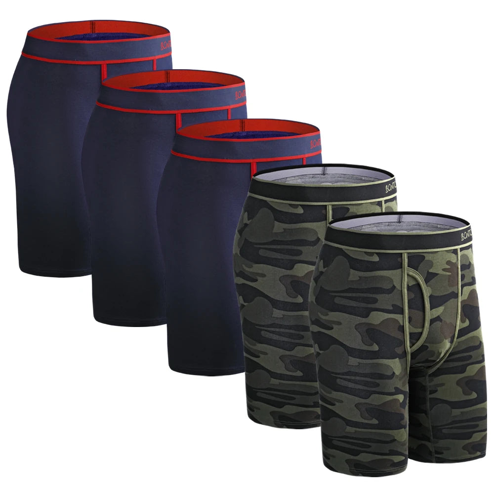 5pcs Long Boxer Mens Boxer Shorts Men Underwear Cotton Brand for Mens Underware Boxers Sexy Boxershorts Underpants Under Wear