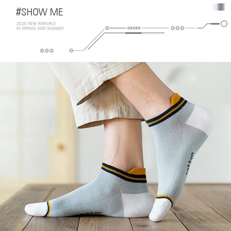2 Pairs Mens Cotton Short Socks New Style Striped Sports Men Sock Soft Breathable Durable Spring Summer Male Ankle Socks for Boy