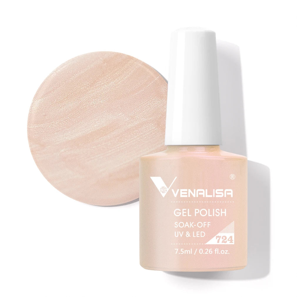 Venalisa Gel Nail Polish 7.5ml White Cap Glass Nail Gel Polish NoWipe Top Soak Off UV LED Nail Lacquer Glitter Color Gel