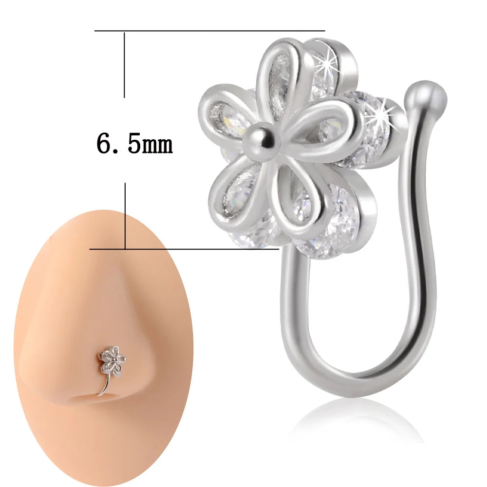 1PC 316L Surgical Steel Nose Ring Hoop C Shape Septum Rings Non Piercing Ear Clip Earring for Women Fake Piercing Jewelry