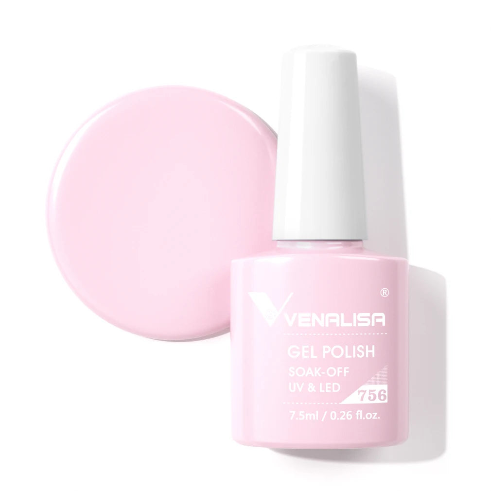 Venalisa Gel Nail Polish 7.5ml White Cap Glass Nail Gel Polish NoWipe Top Soak Off UV LED Nail Lacquer Glitter Color Gel