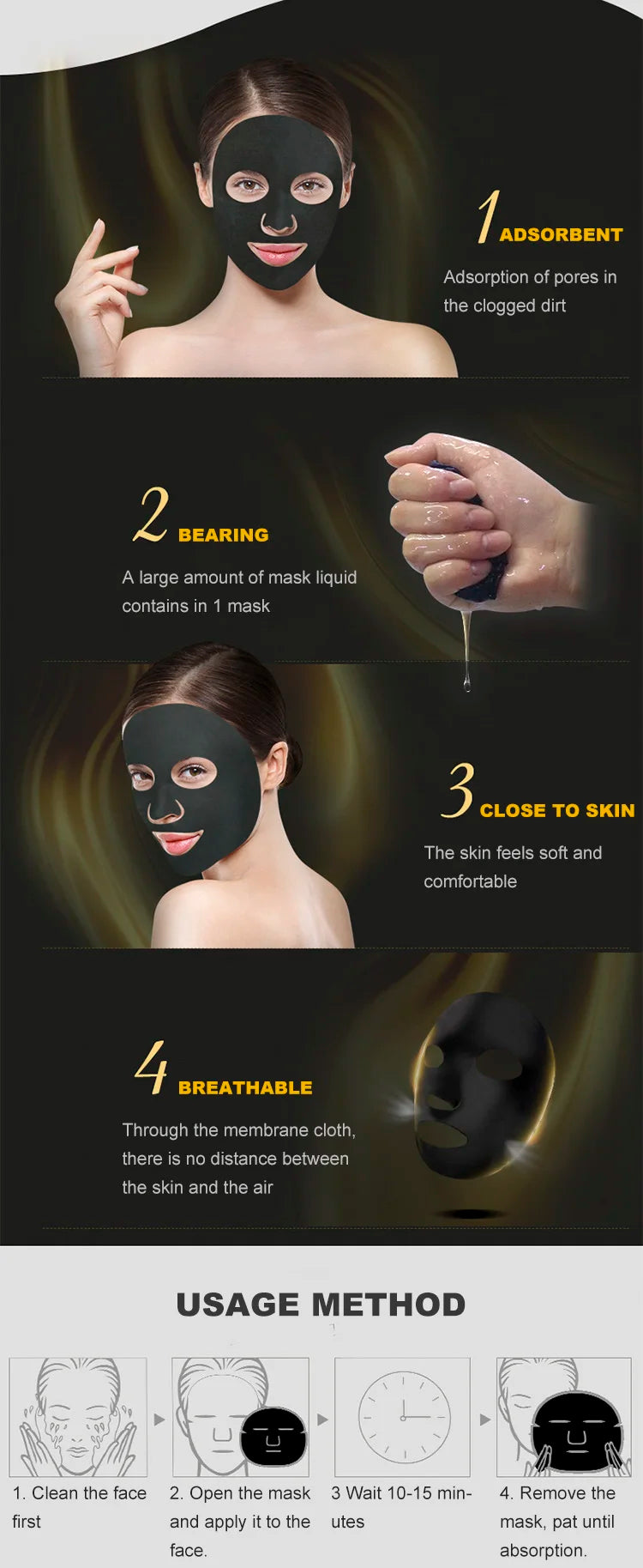 Snail Essence Net Facial Muscle Black Mask Moisturizing Exfoliating Skin Care Collagen Face Disposable Korean Cosmetics 1pc
