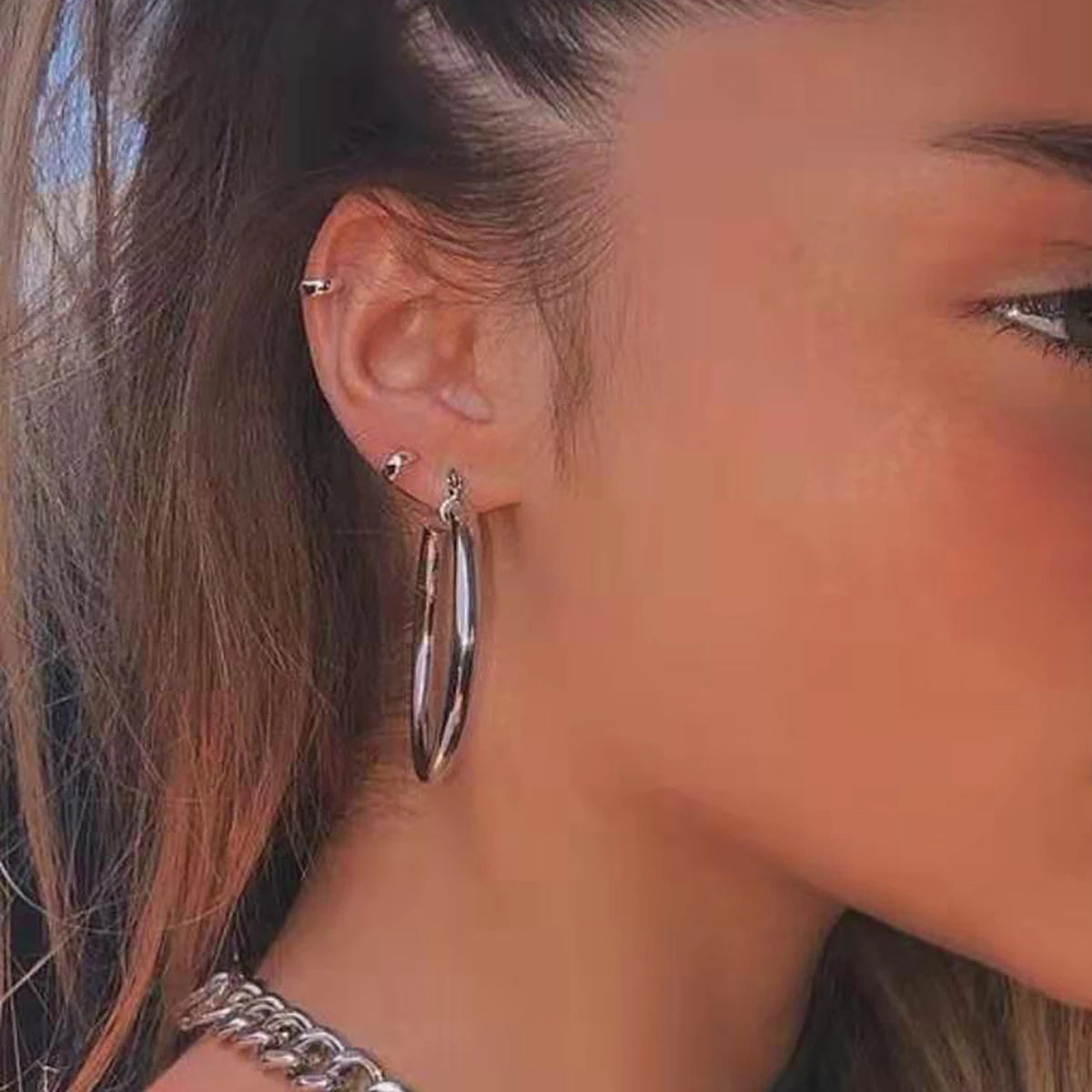 Minimalist Fat Thick Huggie Stainless Steel High Polish Gold Color Hoop Earrings Women Men Small Round Circle Piercing Ear Rings