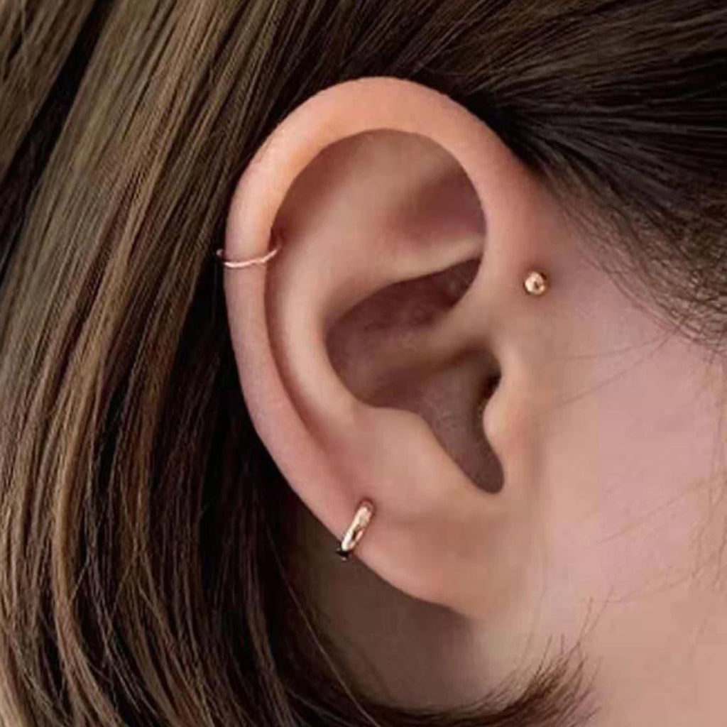 Minimalist Fat Thick Huggie Stainless Steel High Polish Gold Color Hoop Earrings Women Men Small Round Circle Piercing Ear Rings