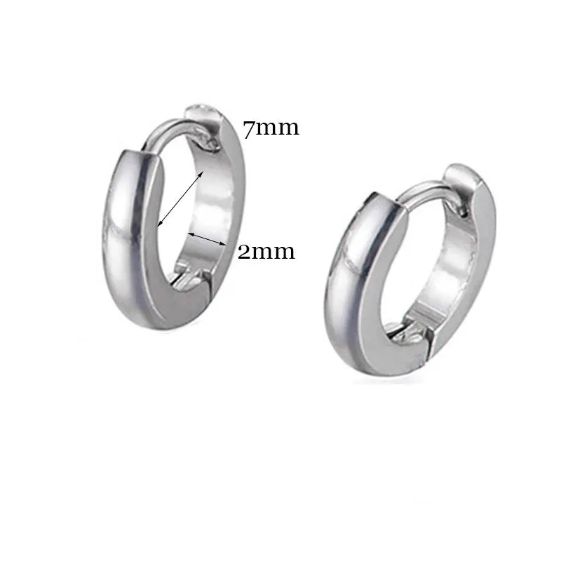 Minimalist Fat Thick Huggie Stainless Steel High Polish Gold Color Hoop Earrings Women Men Small Round Circle Piercing Ear Rings