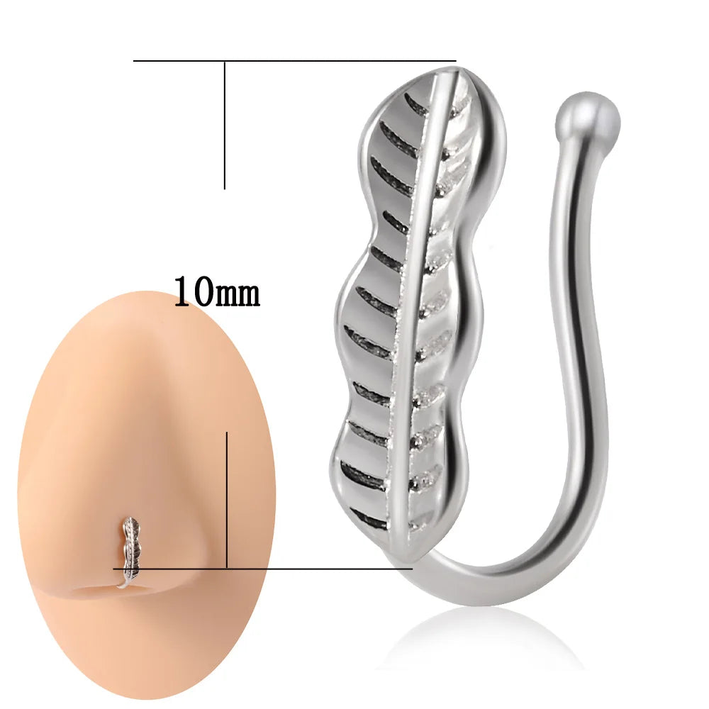 1PC 316L Surgical Steel Nose Ring Hoop C Shape Septum Rings Non Piercing Ear Clip Earring for Women Fake Piercing Jewelry