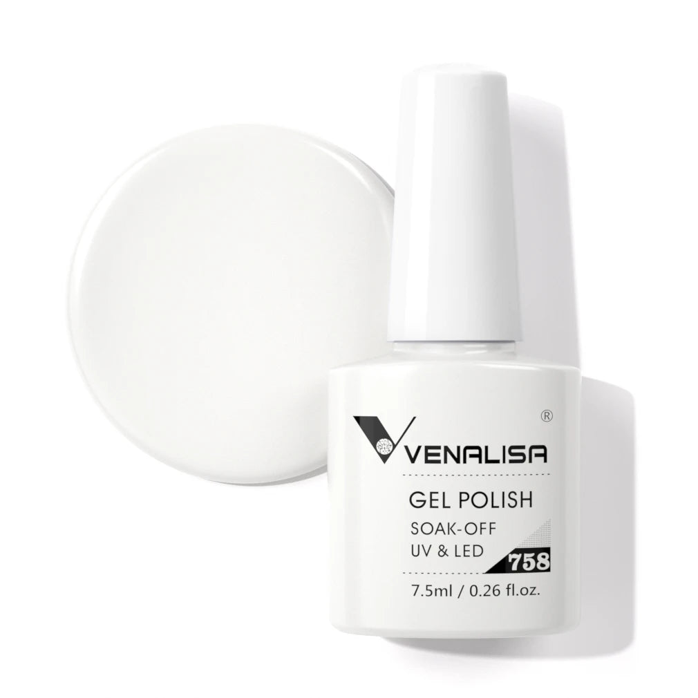Venalisa Gel Nail Polish 7.5ml White Cap Glass Nail Gel Polish NoWipe Top Soak Off UV LED Nail Lacquer Glitter Color Gel