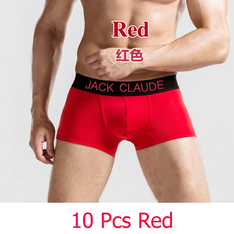 10 PCS Jack Claude Mens Underwear Boxers Brand Men Boxer Shorts Modal Sexy Cueca Boxer Men 10 pcs Underwear Male Underpants