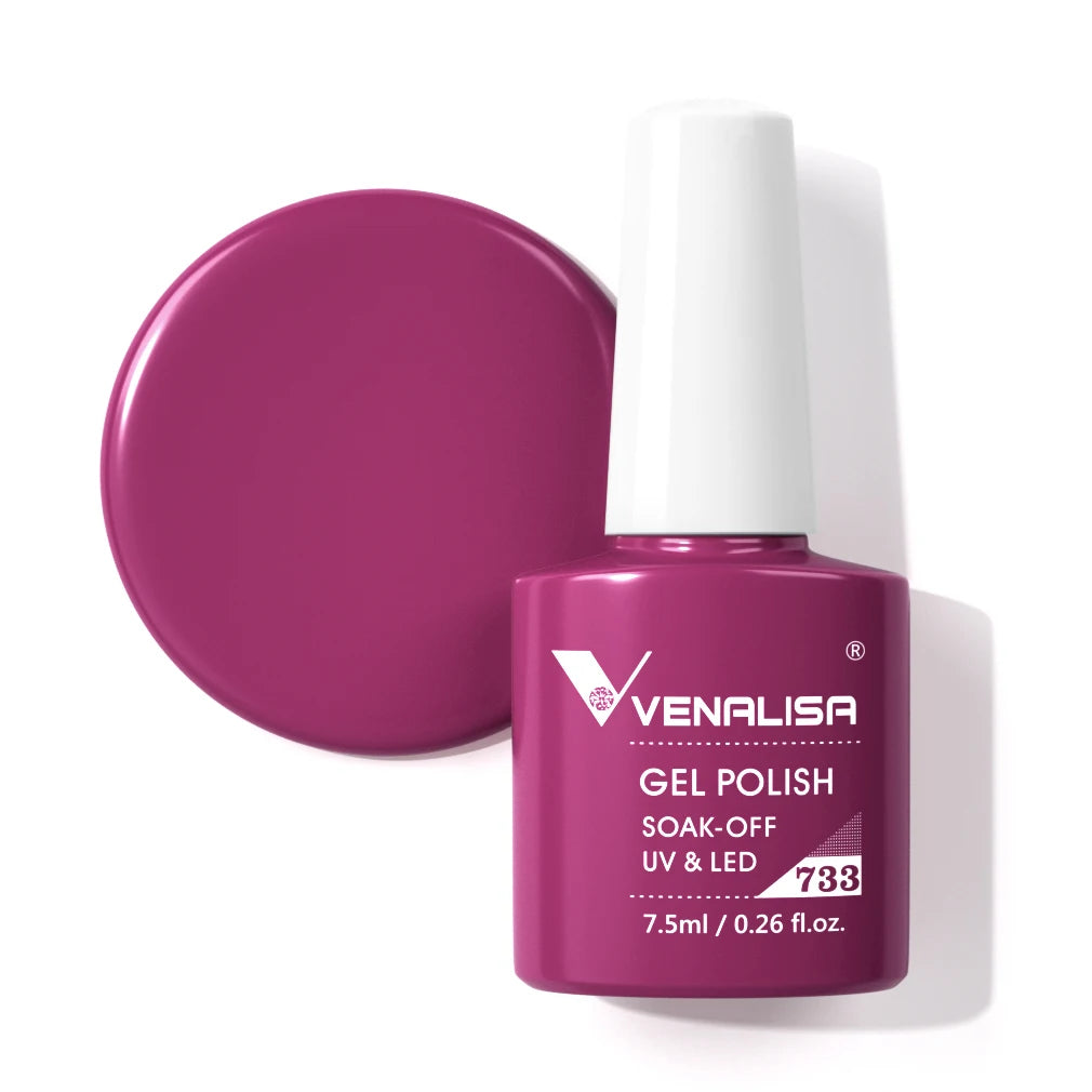 Venalisa Gel Nail Polish 7.5ml White Cap Glass Nail Gel Polish NoWipe Top Soak Off UV LED Nail Lacquer Glitter Color Gel