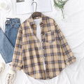 2025 New Fashion Loose Womens Plaid Shirt Fresh College Style Design Blouses And Tops Long Sleeve Casual Female Checked Clothes