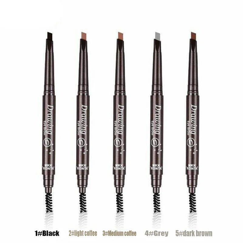 5 Colors Double Head Eyebrow Pencil Waterproof Long Lasting Sweat-proof Natural Wild Brows Shaping Drawing Easy Coloring Makeup