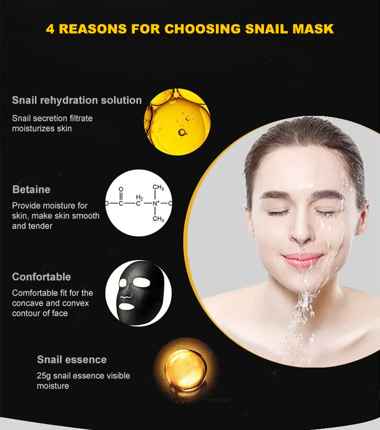 Snail Essence Net Facial Muscle Black Mask Moisturizing Exfoliating Skin Care Collagen Face Disposable Korean Cosmetics 1pc