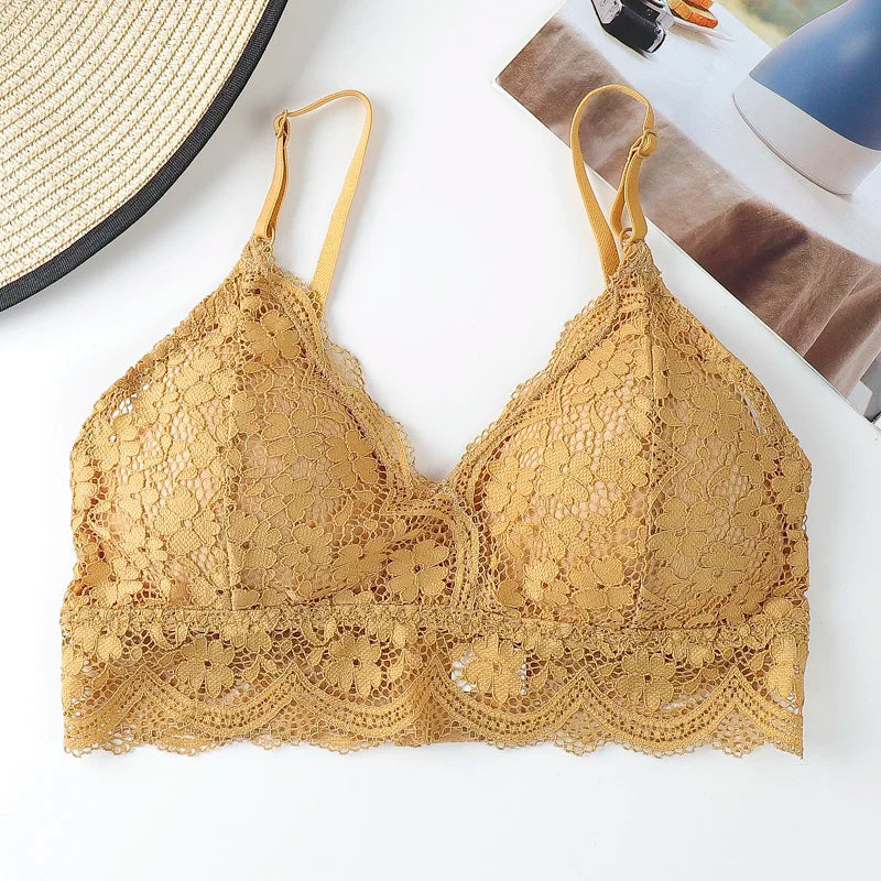 Floral Lace Bras for Women Beauty Back Underwear Female Wire Free Lace Bralette Push Up Bra Brassiere Sexy Lingerie