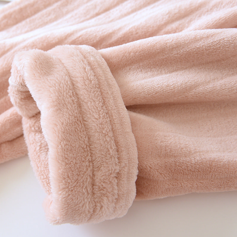 Couple Pajamas Winter Thick Coral Fleece Lapel Cardigan Sleepwear Flannel Men Women's Home Clothes Intimate Lingerie Nightwear
