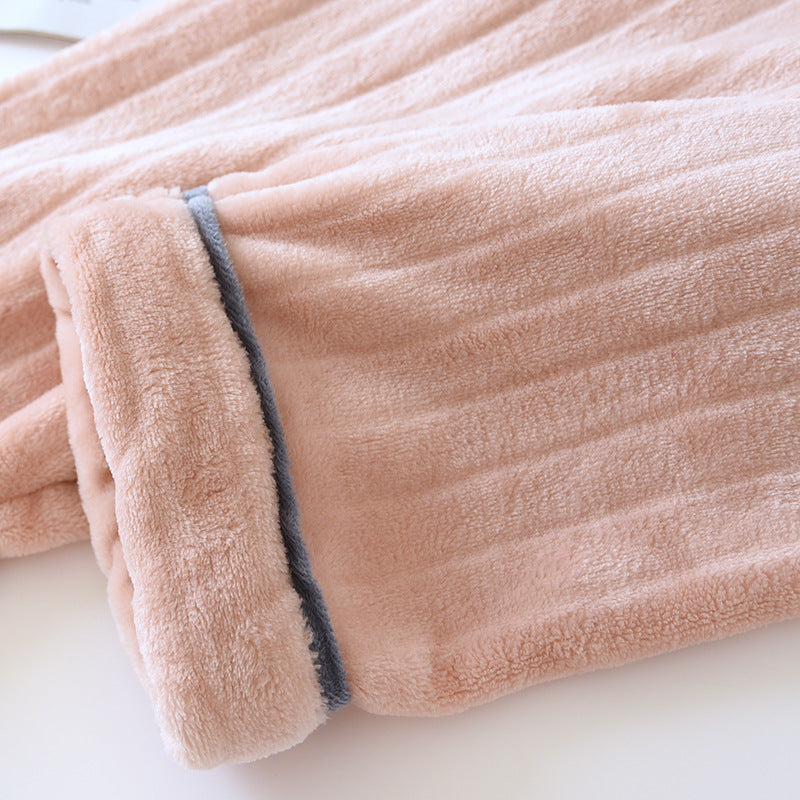 Couple Pajamas Winter Thick Coral Fleece Lapel Cardigan Sleepwear Flannel Men Women's Home Clothes Intimate Lingerie Nightwear