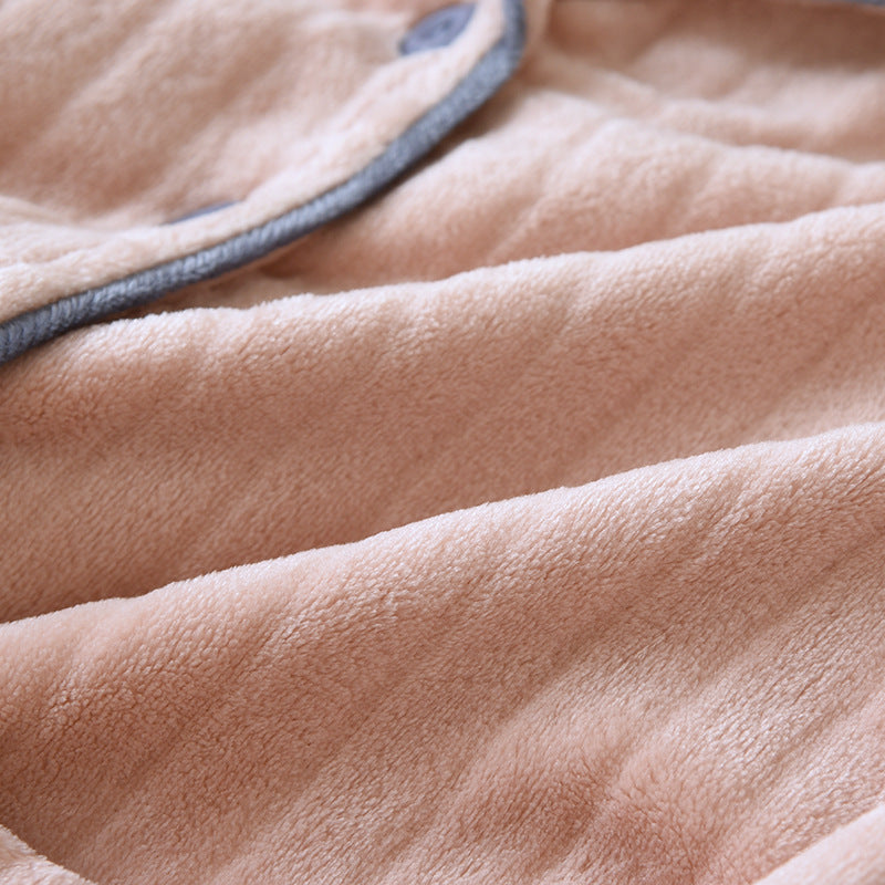 Couple Pajamas Winter Thick Coral Fleece Lapel Cardigan Sleepwear Flannel Men Women's Home Clothes Intimate Lingerie Nightwear