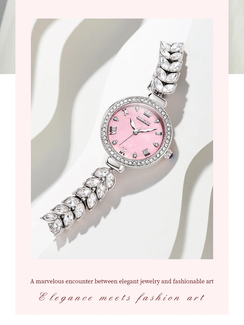OLEVS 9971 Original Quartz Watches for Woman Fashion Full Diamond Mermaid Bracelet Wrist Watch Luxury Elegant Ladies Dress Watch