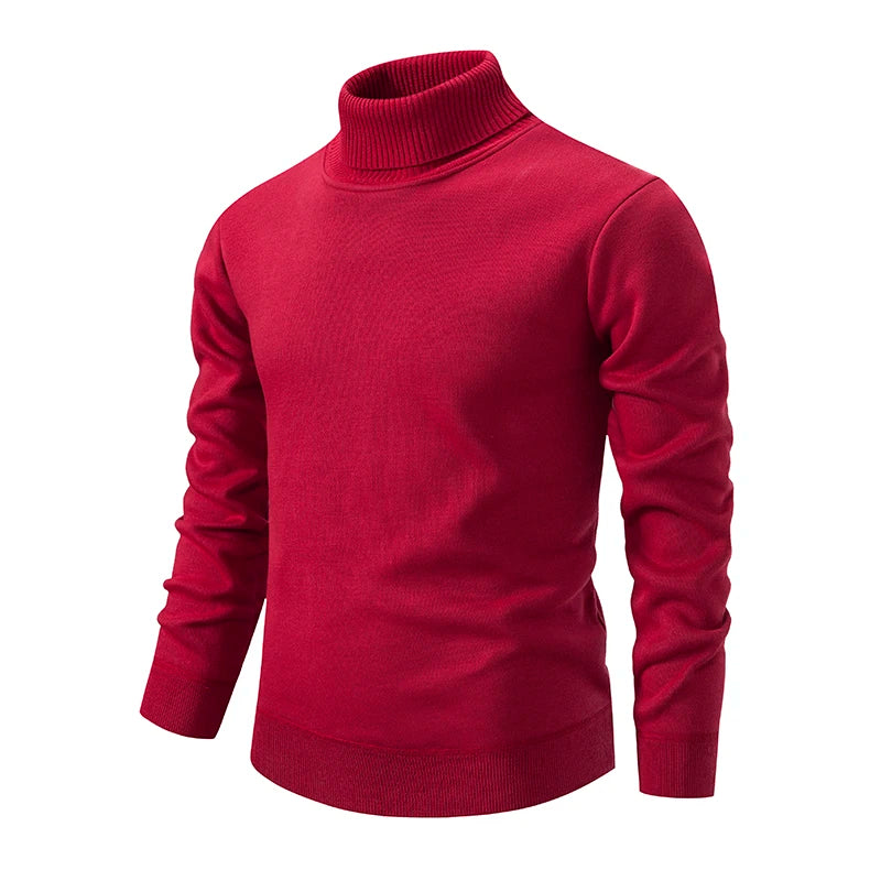 New Winter Turtleneck Sweater Thick Mens Casual Pullover Sweaters Solid Color Quality Warm Slim Turtleneck Sweaters Pullover Men