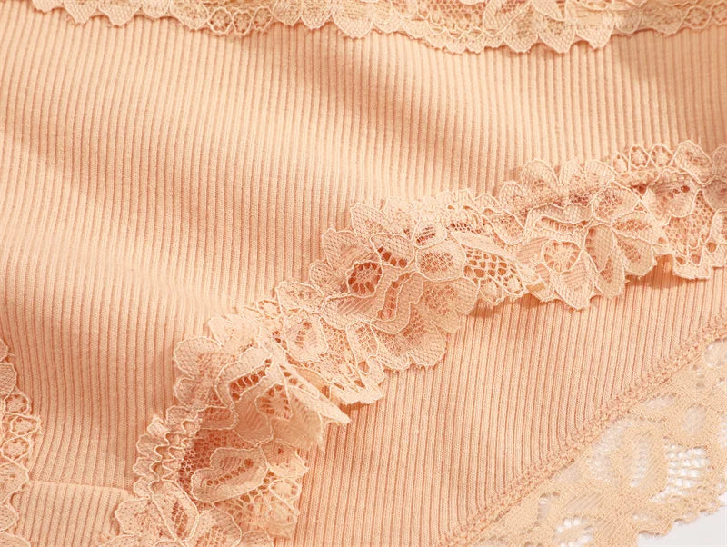 3PCS/Set Sexy Lace Cotton Panties for Women Flroal Lace Seamless Briefs Low Rise Lingerie Female Breathable Soft Underwear S-XL