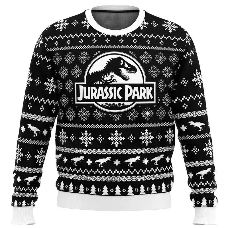 Jurassic Park Dinosaurs Merry Christmas Clothing Gifts Santa Claus sweaters Men's and women's hoodies 3D Autumn and Winter Party