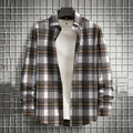 Men's Spring Autumn Plaid Button Down Shirt Long Sleeve Casual Open Front Cardigan Fashion Loose Fit Top