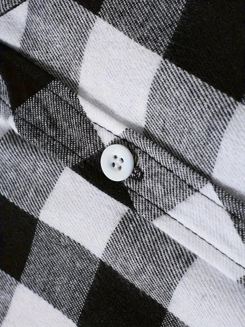 Spring and Autumn Fashion Cotton Long Sleeve Men's Shirt New Brushed Red Plaid Business Leisure Fit Flannel No iron