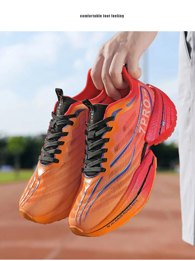 New Men's Carbon Plate Sneakers Outdoor Soft Sole Mesh Sports Shoes Running Shoes Light Anti-Slip Casual Couple Tennis Shoes