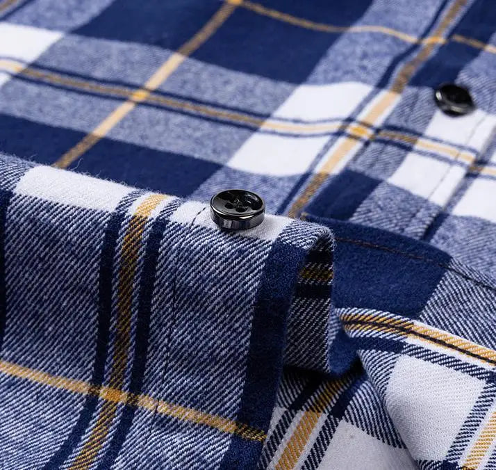 Plaid Flannel Shirts For Men Long Sleeve 100%Cotton Fashion Casual Soft Standard-Fit Man Blouse Clothes Oversize Men's clothing
