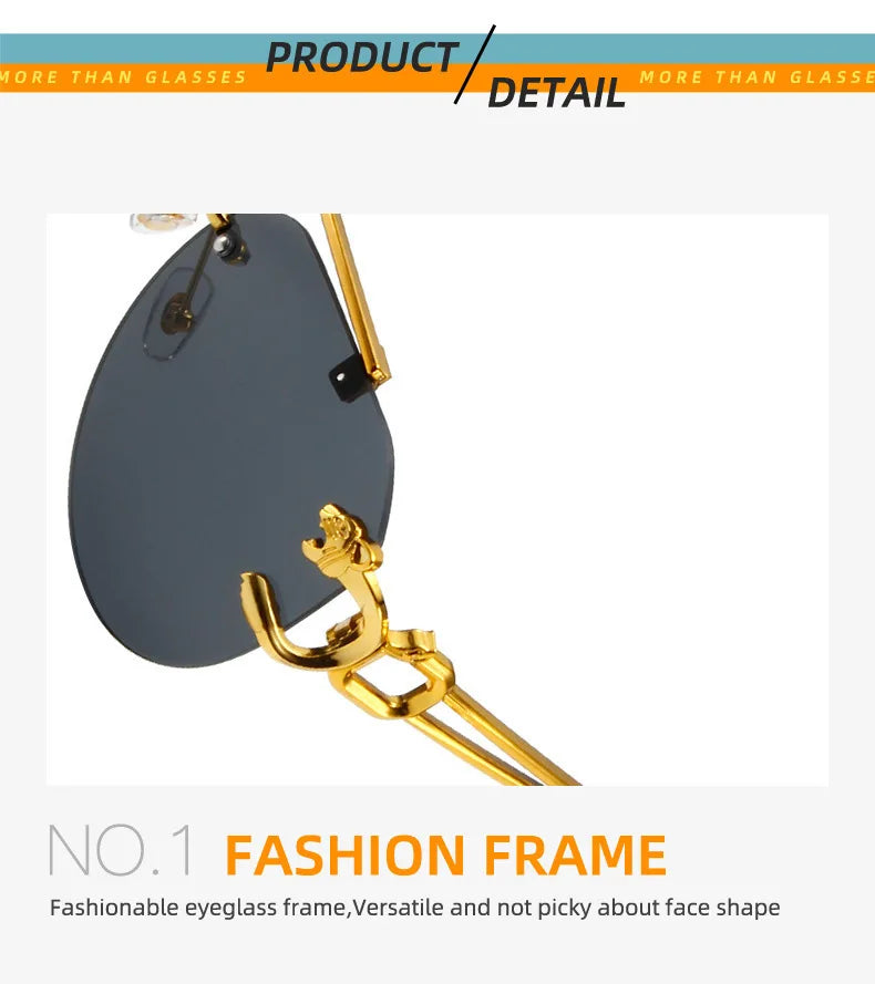 New Trendy Rimless Sunglasses Men Women Fashion Oversized Square Shades Eyewear Double Bridge Gradient UV400 Sun Glasses