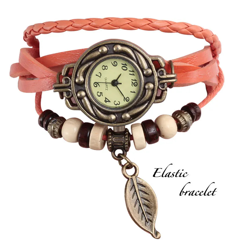 High Quality Women Genuine Leather Vintage Quartz Dress Watch Bracelet Wristwatches Watch Women Luxury Watch